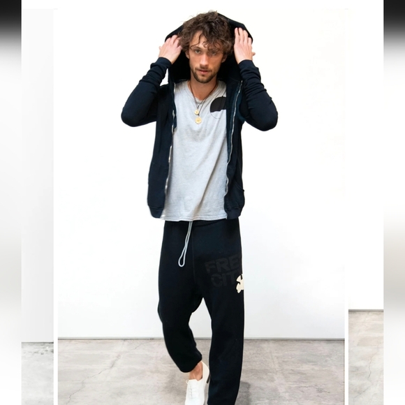 FREE CITY Superfluff Lux Zip Hoodie-Teal and Black - Picture 5 of 12